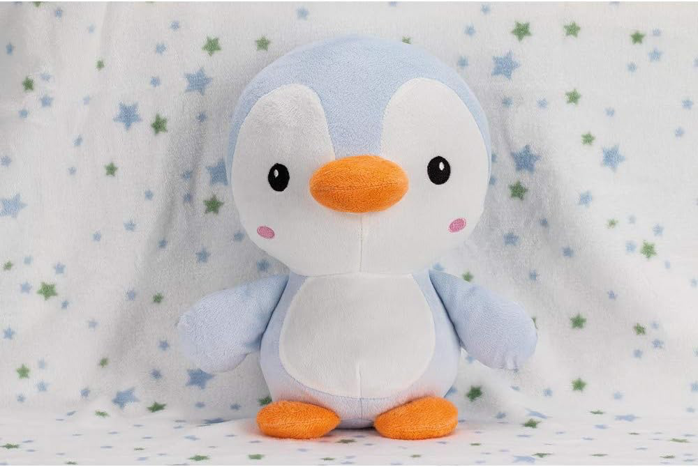 Manta + peluche Pingüino azul