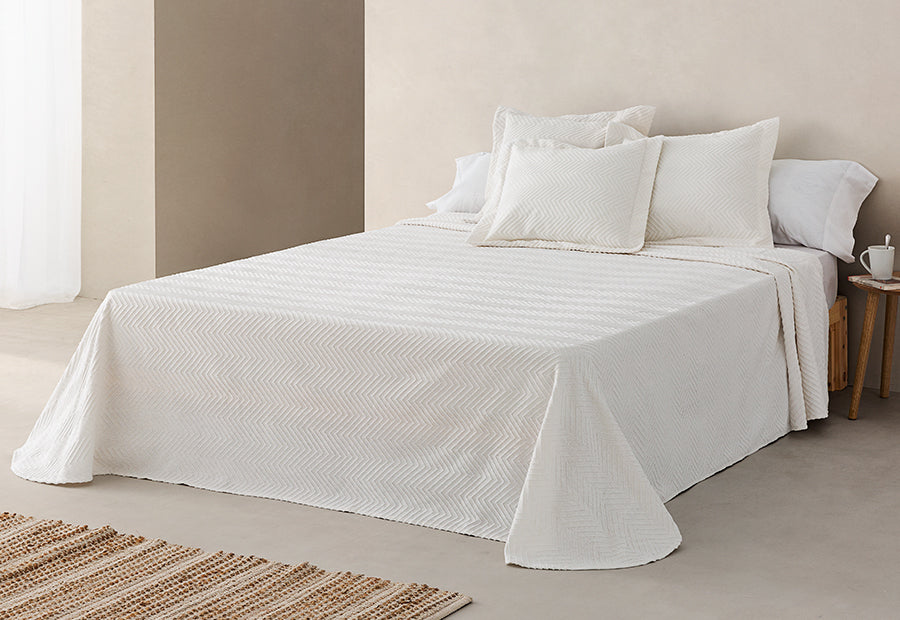 Colcha Piqué Jacquard Algodón LLARBONA Espiga Blanca