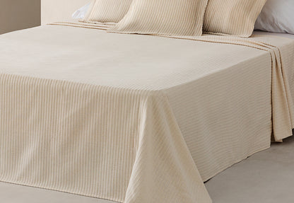 Colcha Piqué Jacquard Algodón LLARBONA Mediterránea Beige