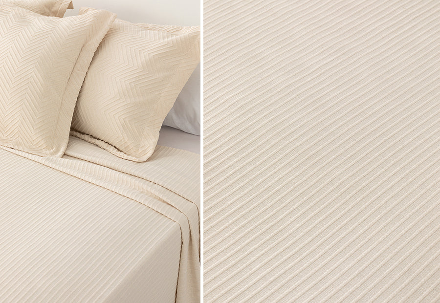 Colcha Piqué Jacquard Algodón LLARBONA Mediterránea Beige